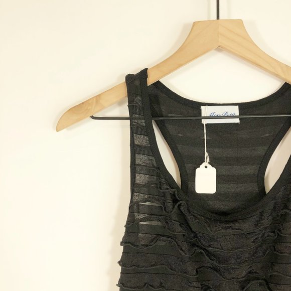 Mon Petit Tops - Mon Petit Black Tiered Racerback Tunic Tank Top L